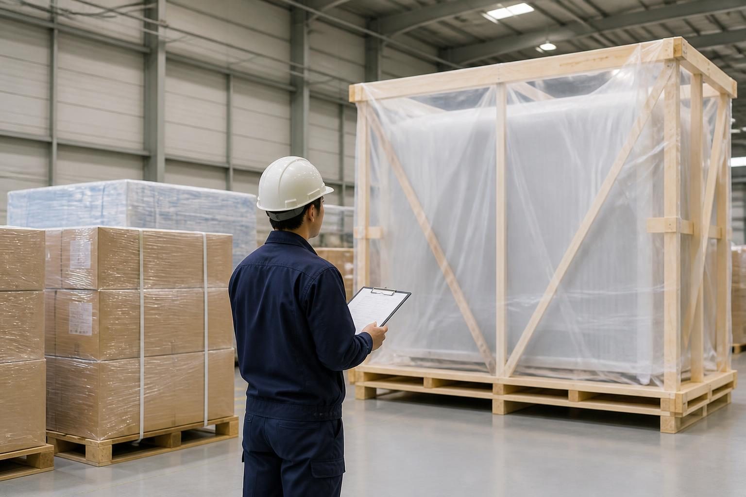 分割できない荷物を前に混載便と貸切便の選び方を検討する物流担当者